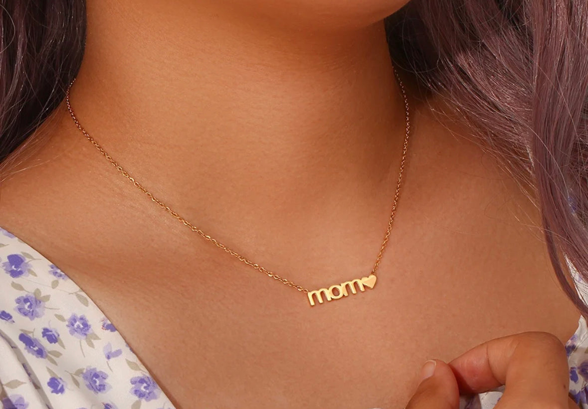 Trendy Mom Heart Pendant Necklace - 18k gold plated - gift for her/gift for mom