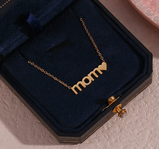 Trendy Mom Heart Pendant Necklace - 18k gold plated - gift for her/gift for mom